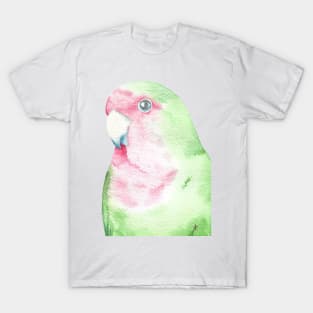 watercolor lovebird inséparable painting portrait pink green bird T-Shirt